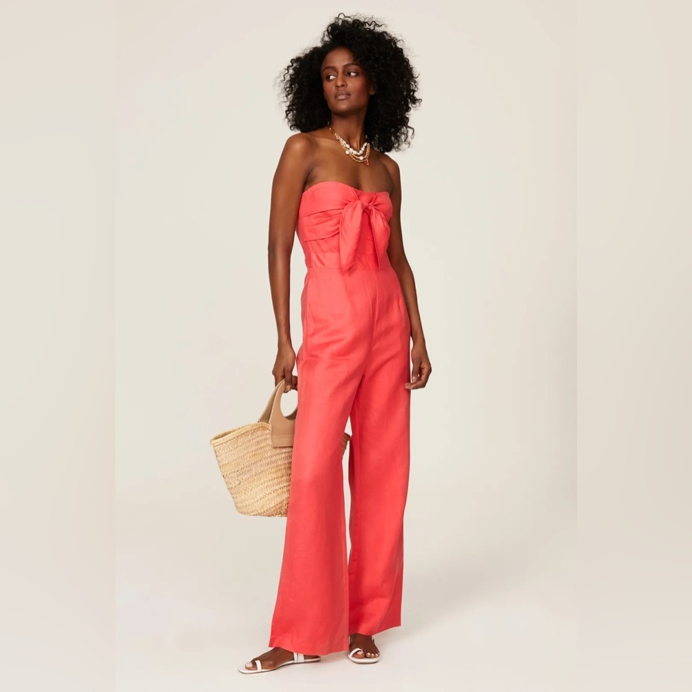 Derek Lam Strapless Linen Jumpsuit EUC size 0